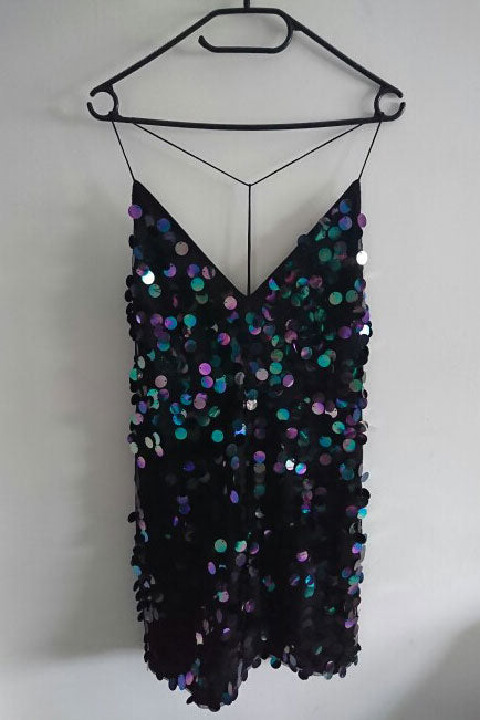 Sexy Deep V-Neck Backless Sequin Club Party Dress