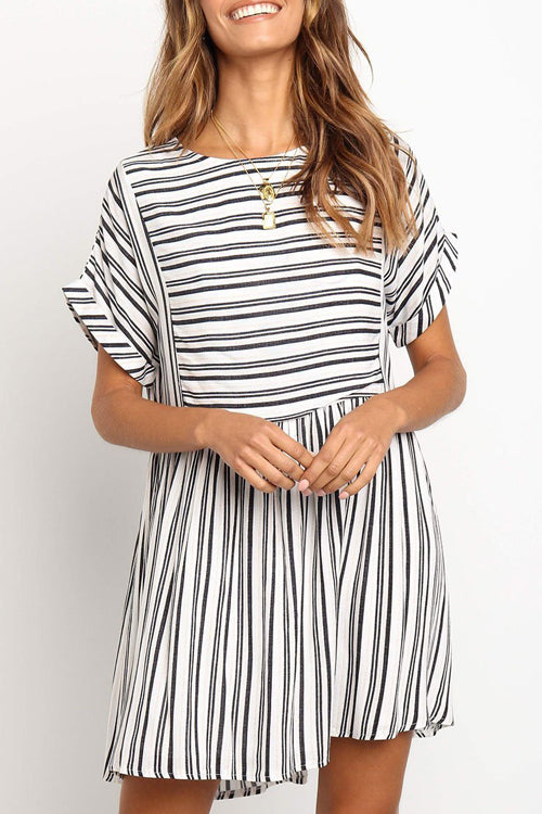 By Your Side Stripe Short Sleeve Mini Dress