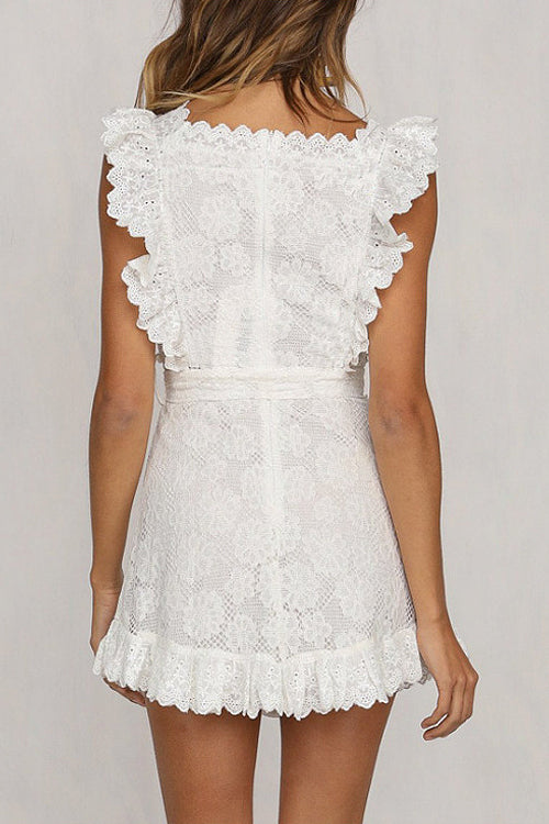 One Wish Pure White Eyelet Mini Dress