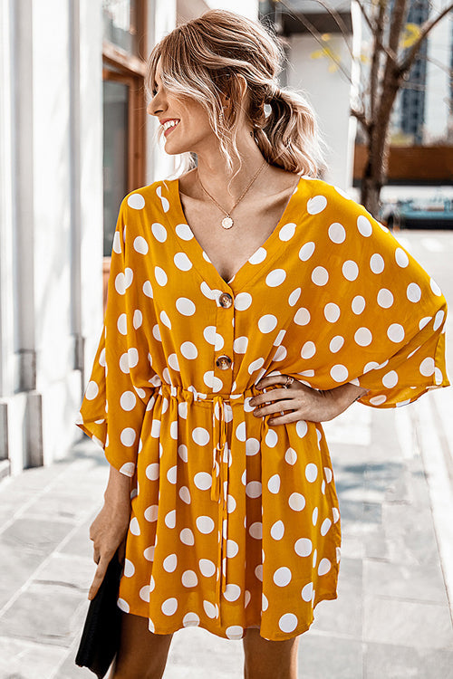 Lighthearted Occasion Button-Up Dot Mini Dress - 3 Colors