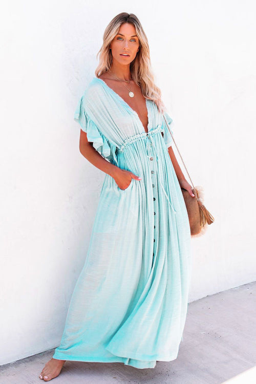 Sunshine And Fun Ruffled Beach Wear Maxi Dress - 8 Colors