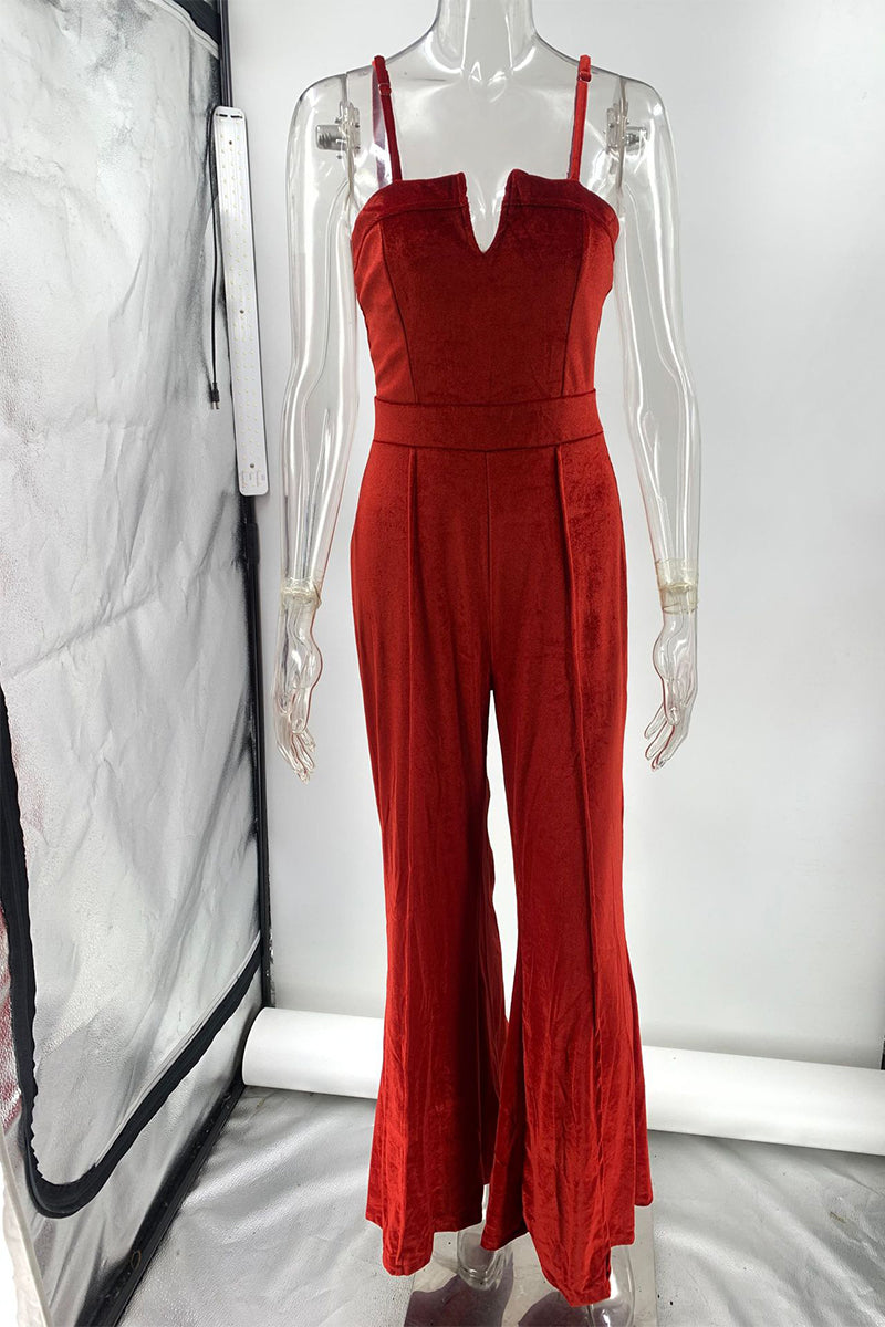 Simplicity Solid V Neck Regular Jumpsuits