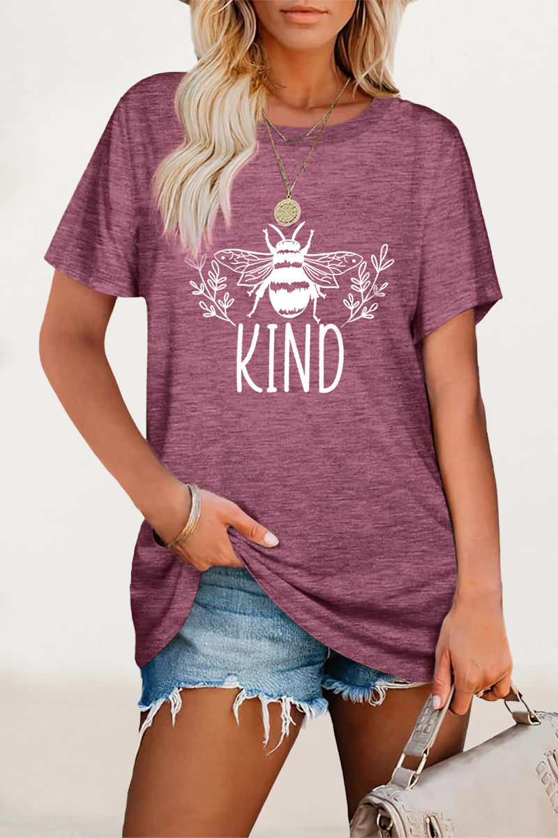 Casual Animal Letter Print O Neck T-Shirts