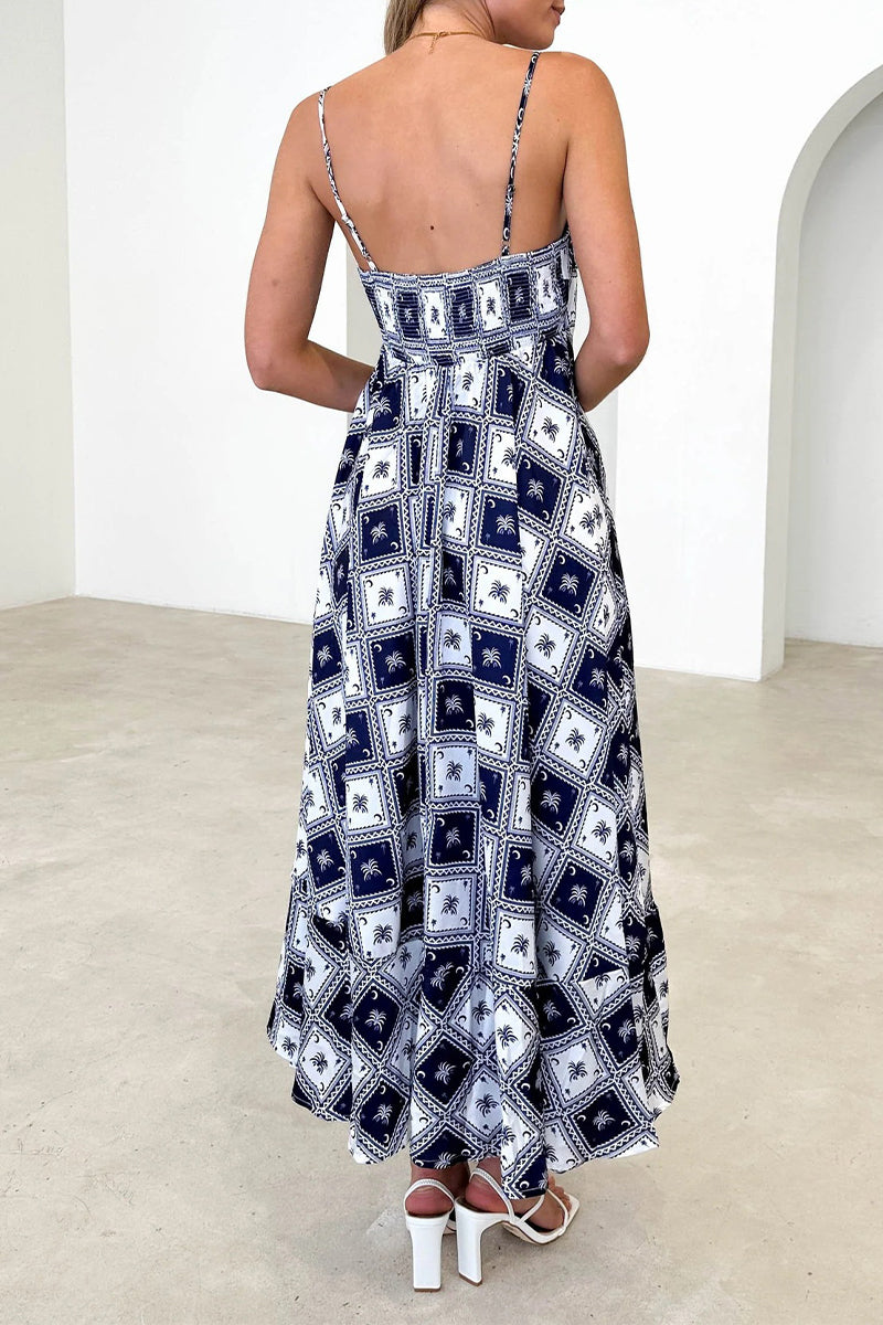 Sexy Geometric Print Backless Sling Dresses