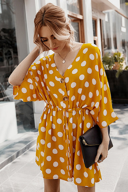 Lighthearted Occasion Button-Up Dot Mini Dress - 3 Colors