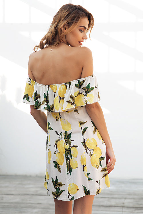 Lemon Button-Up Cute Mini Dress