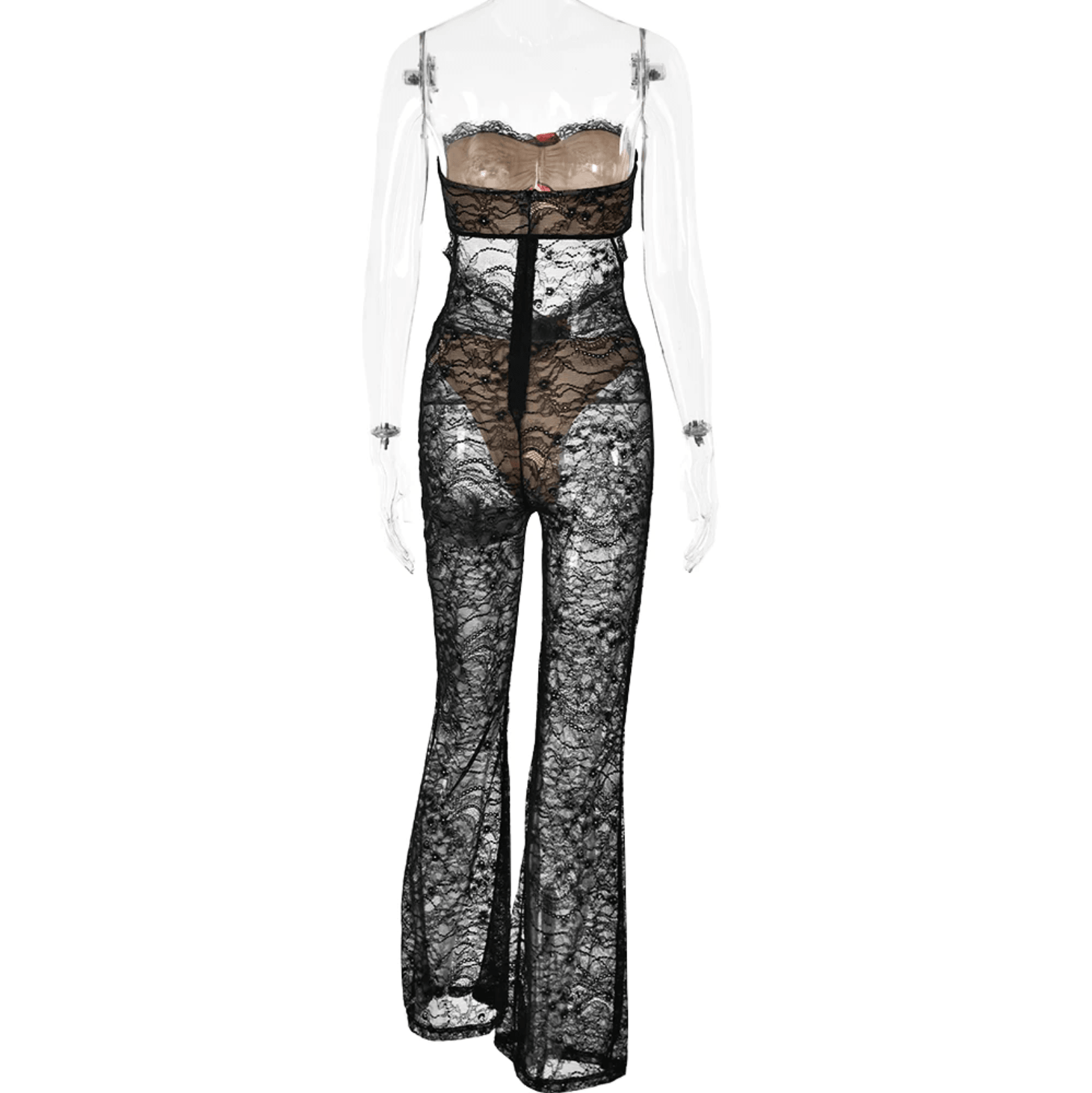 Loving Feeling Sheer Lace Cut-Out Jumpsuit