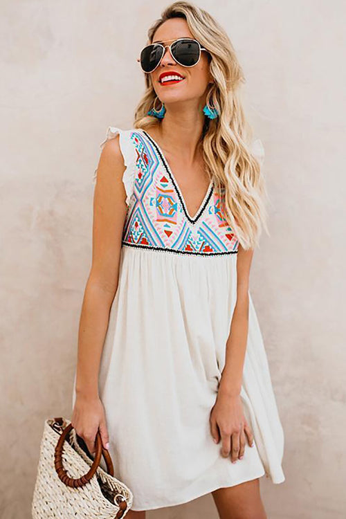 Living In The Moment Print Sleeveless Mini Dress