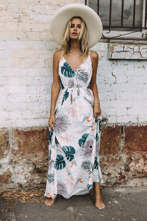 Boho Print Elastic Beach Maxi Dress - 4 Colors