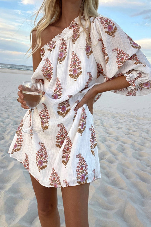 Feeling Compelled Print One Shoulder Mini Dress