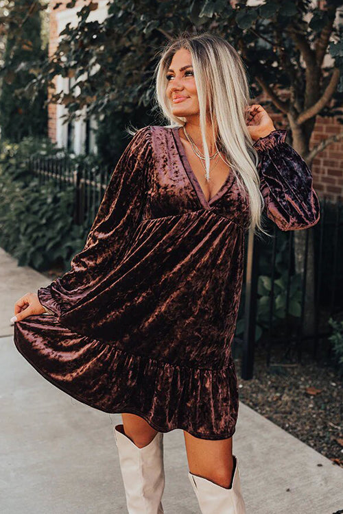 Gift Of Love Velvet Long Sleeve Mini Dress - 2 Colors