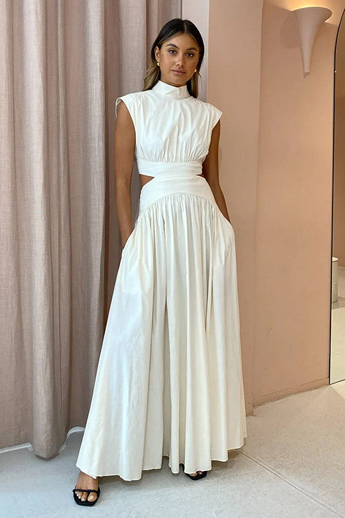 Share Your Happiness Cut-out White Maxi Dress