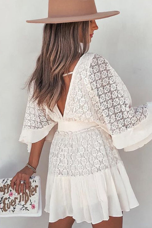 Dreamy Date Lace V-Neck Mini Dress