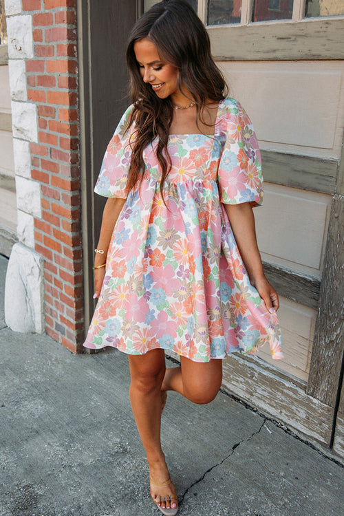 It's All For Fun Floral Print Babydoll Mini Dress