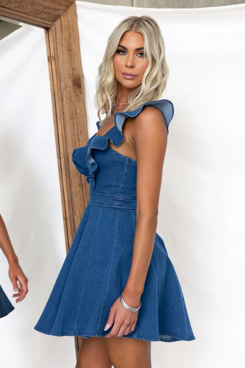 Summertime Inspiration Medium Wash Denim Mini Dress - 2 Colors