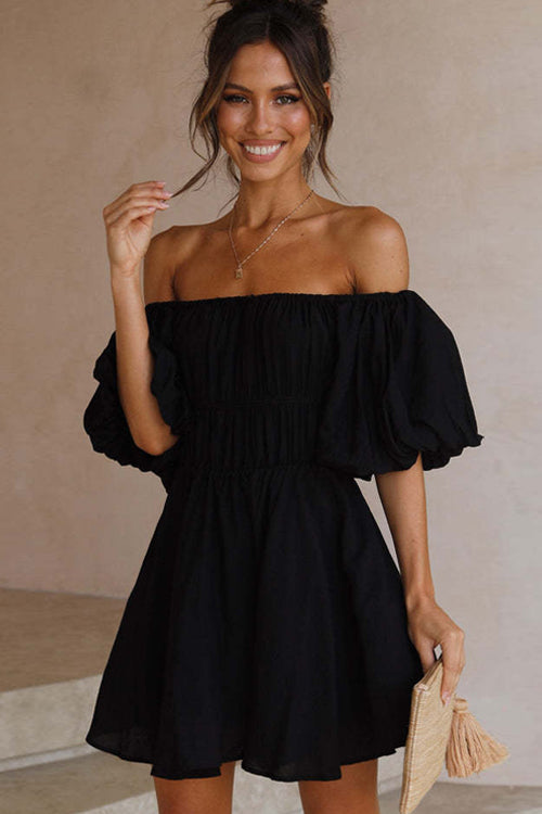 Stunning Inspiration Off The Shoulder Flare Mini Dress - 4 Colors