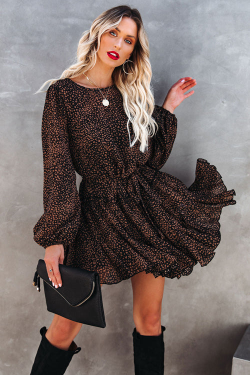 Love You So Print Flare Mini Dress