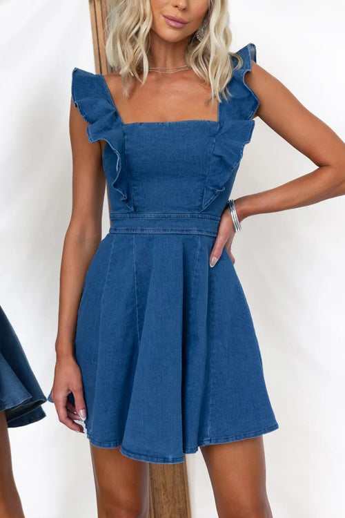 Summertime Inspiration Medium Wash Denim Mini Dress - 2 Colors