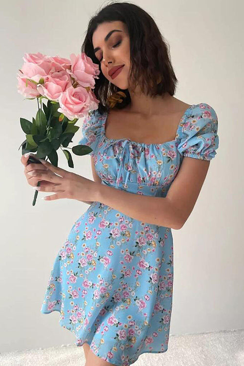 Floral Forever Puff Short Sleeve Printed Mini Dress - 3 Colors