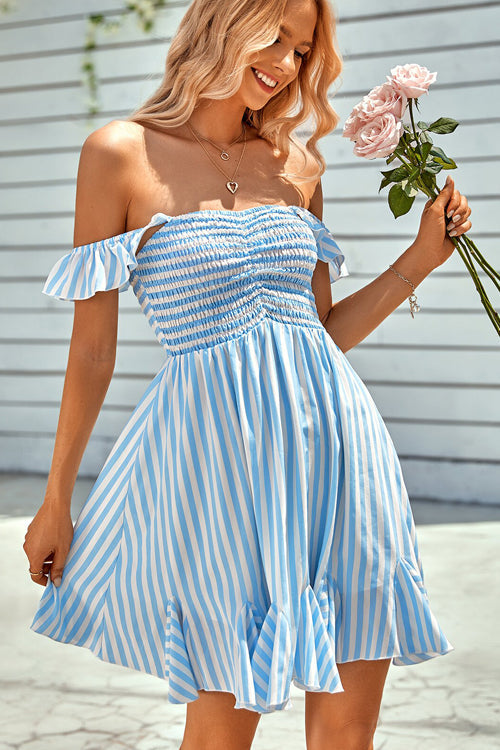 Loveliest Look Striped Off Shoulder Mini Dress - 3 Colors