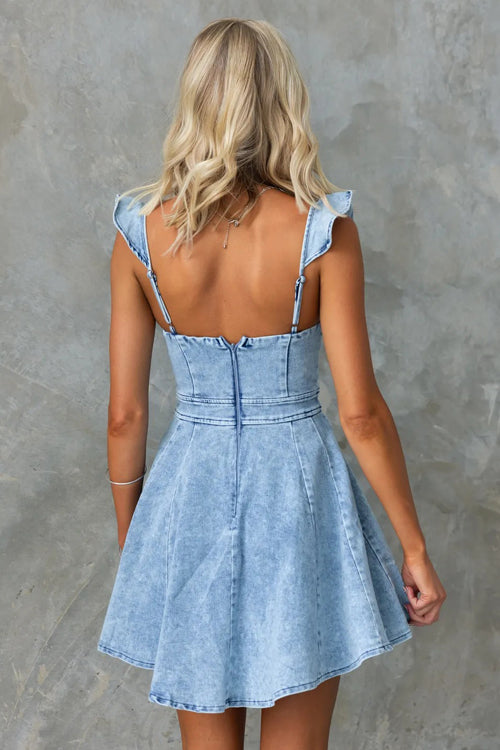 Summertime Inspiration Medium Wash Denim Mini Dress - 2 Colors