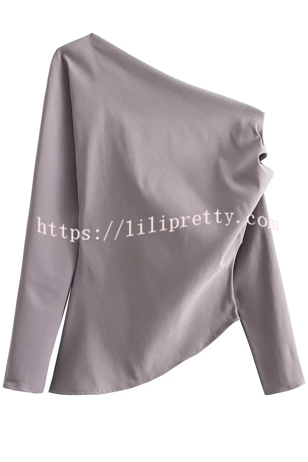 Zar Elegant Patchwork Pleated Long Sleeved Shirt