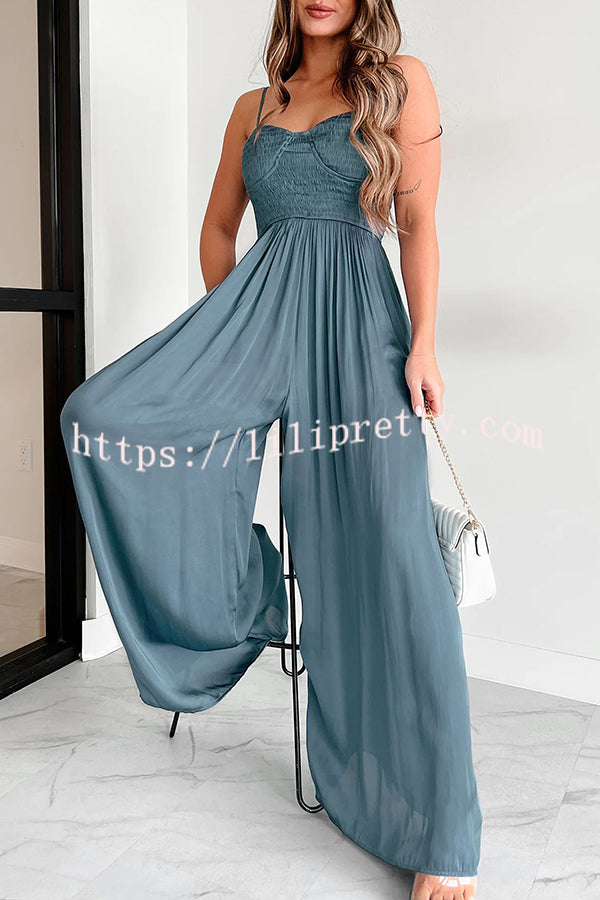 Graceful Finesse Pleated Paneled Suspender Buttoned Jumpsuit