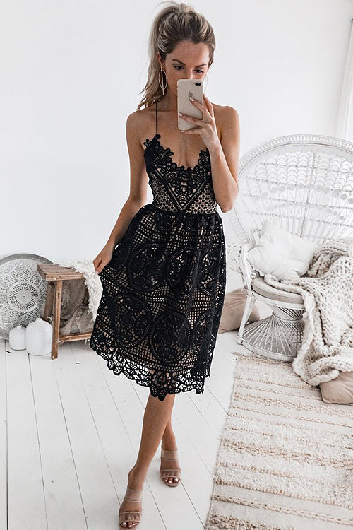 Take Me Out Tonight Lace Midi Dress - 2 Colors