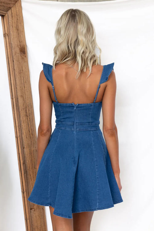 Summertime Inspiration Medium Wash Denim Mini Dress - 2 Colors