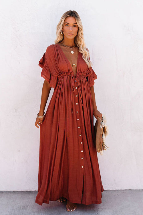 Sunshine And Fun Ruffled Beach Wear Maxi Dress - 8 Colors