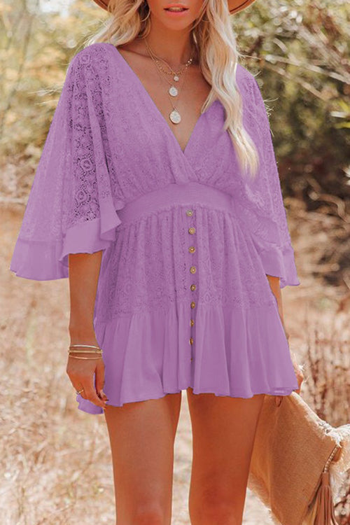 Dreamy Date Lace V-Neck Mini Dress