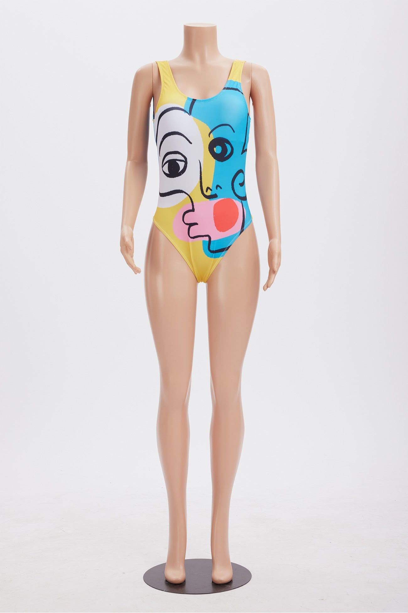 Abstract Print Backless One Piece Swimsuit