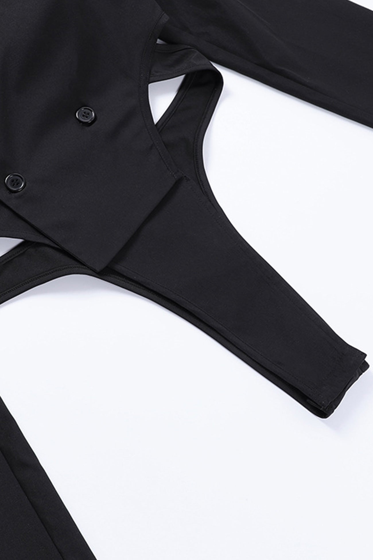 Black Shoulder Pad Suit Tops