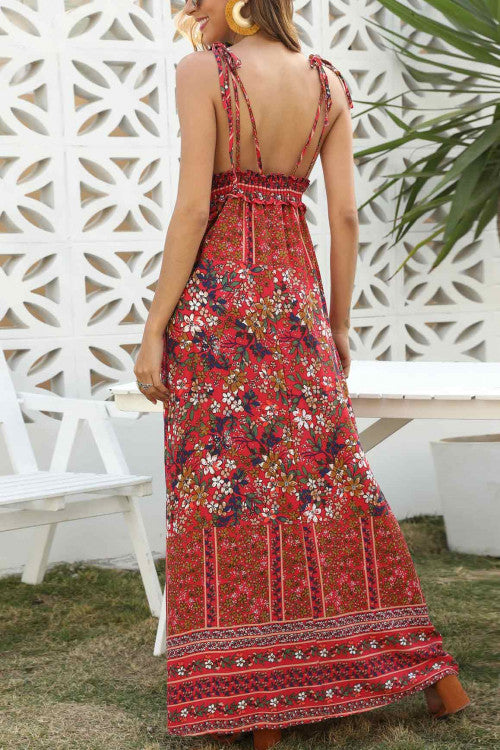 Boho Backless Floral Vacation Dress