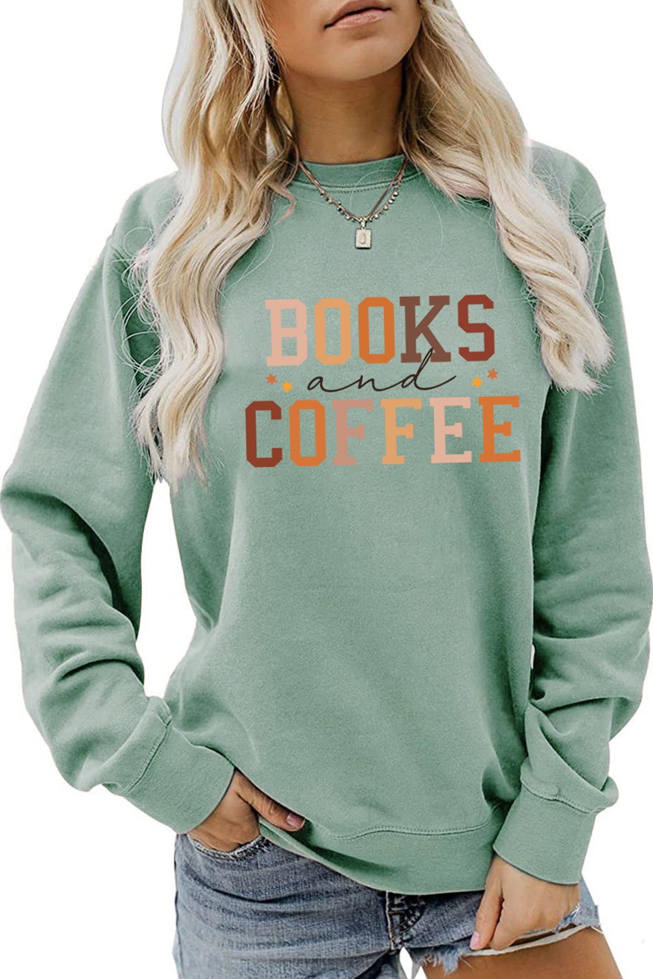 Books Coffee Letter Printed Sweatshirts