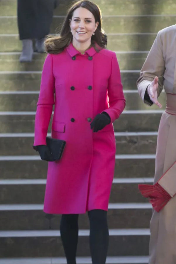 Kate Inspired Fuchsia Double Breasted Fashion Coat