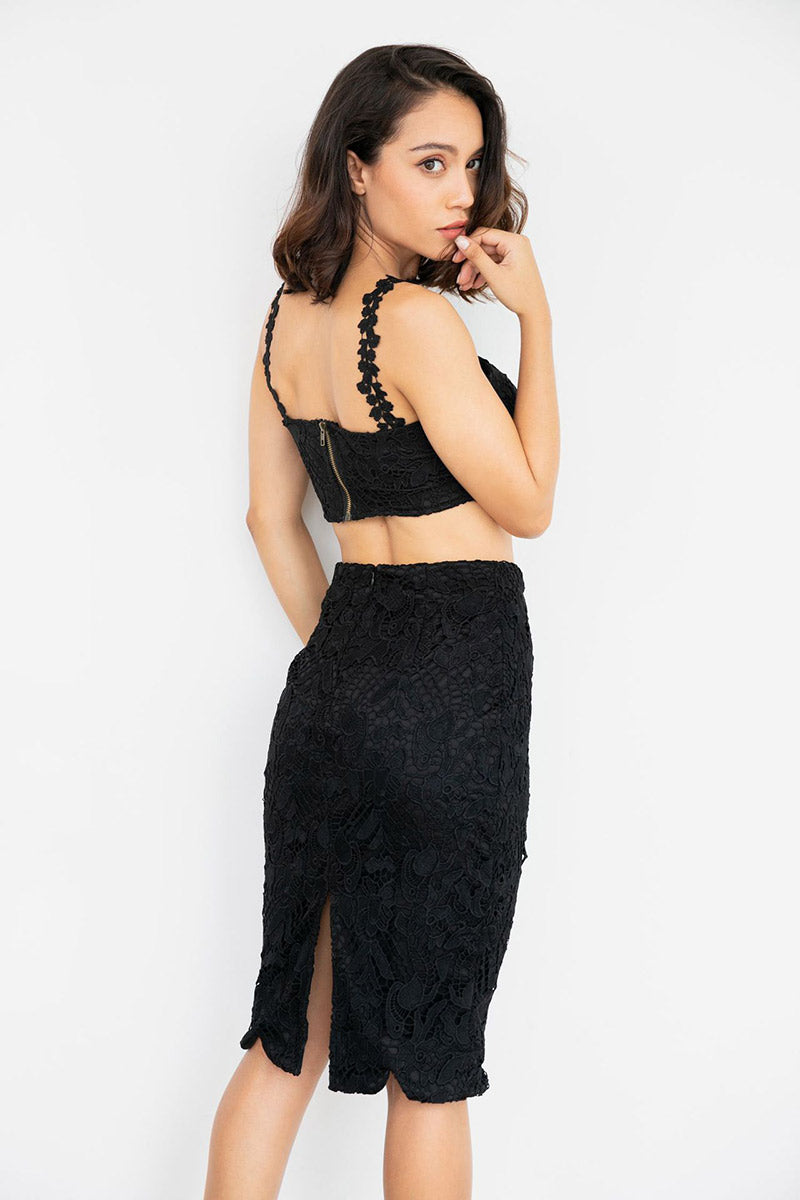 Chic Lace Backless Empire Two Piece Sets