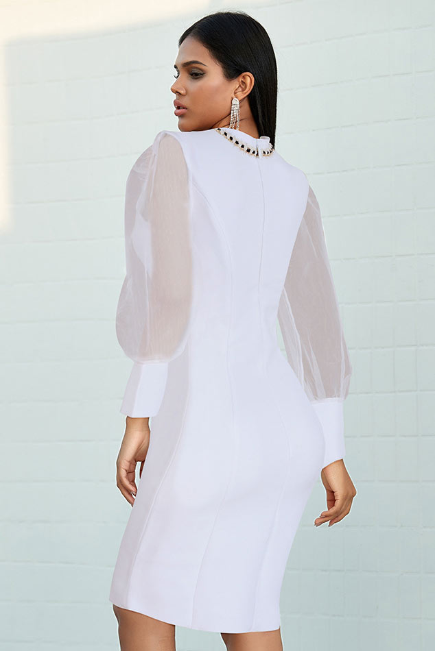 Chic White Long Sleeve Party Homecoming Dress