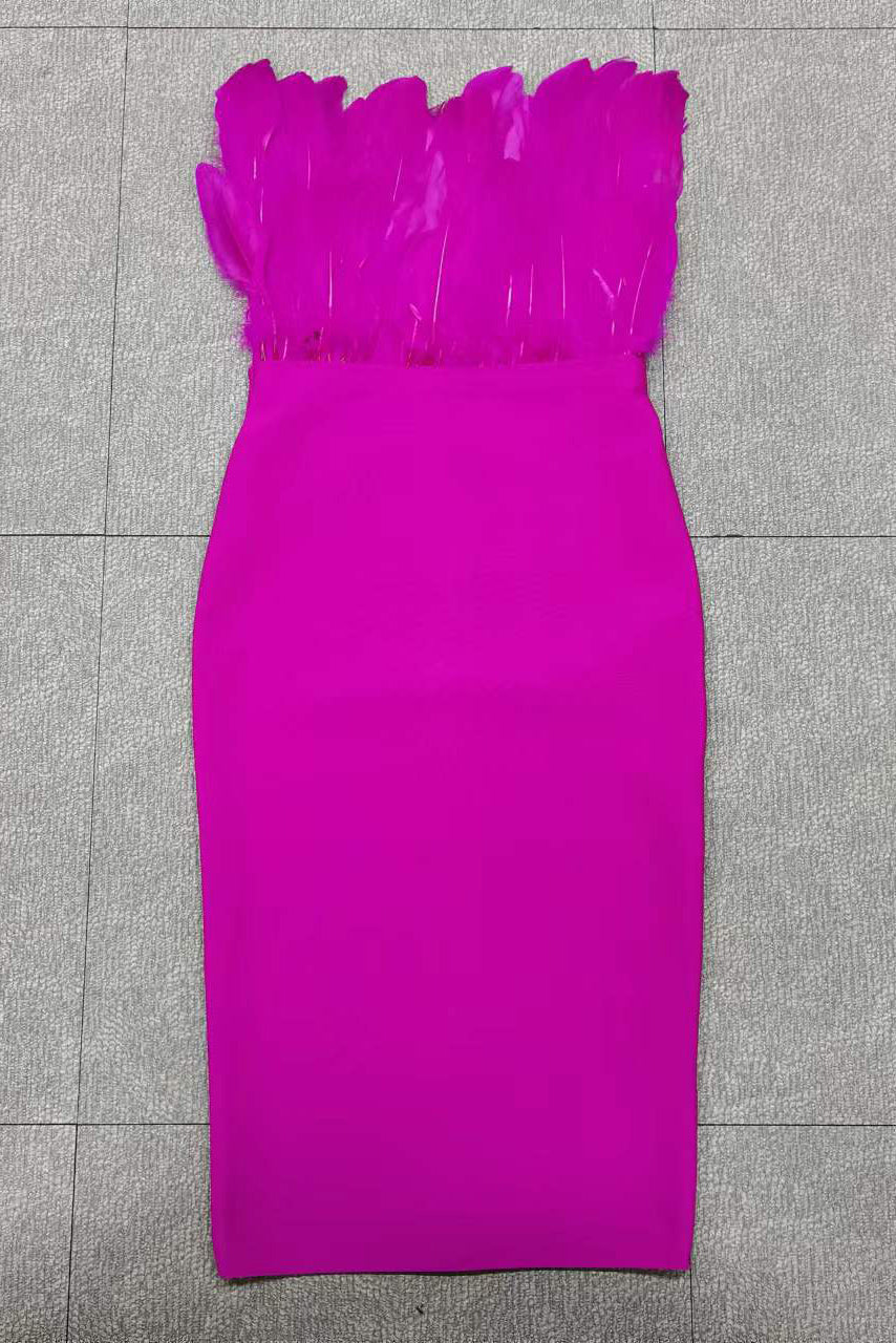 Chic Fuchsia Strapless Bodycon Party Cocktail Dress