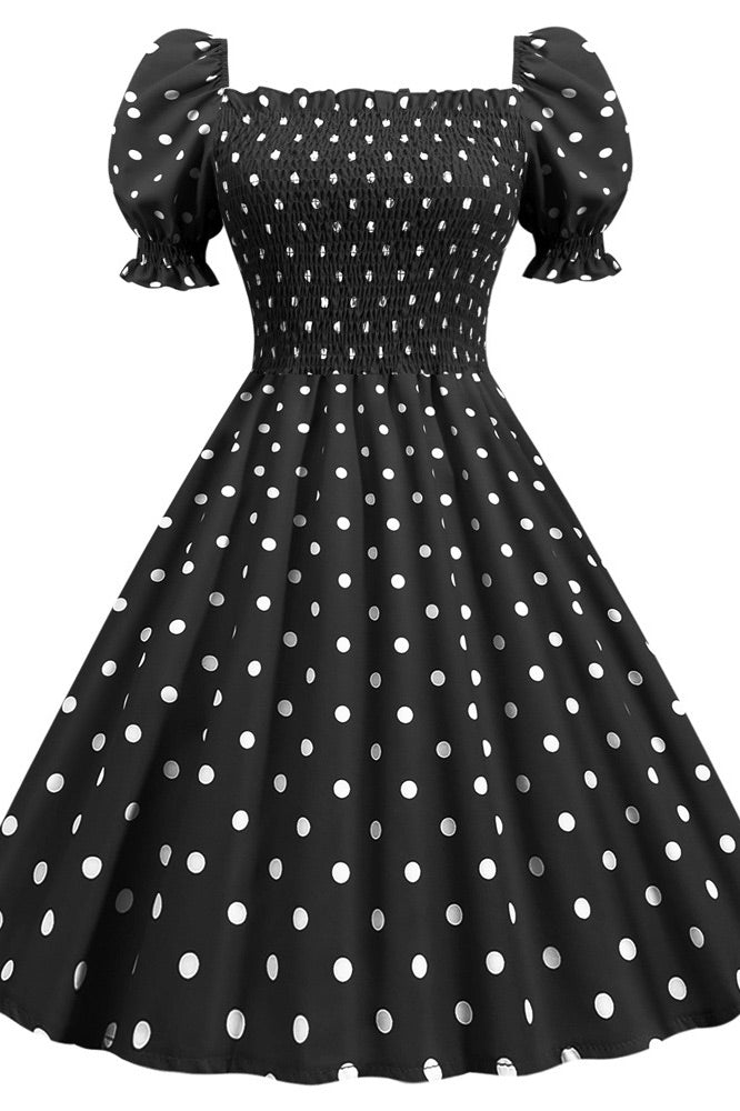 Chic White And Black Polka Dot Dress