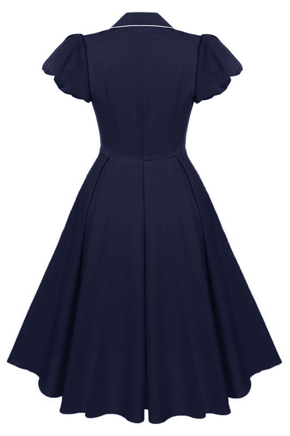 Dark Navy Short Sleeve A-Line Cocktail Party Dresses