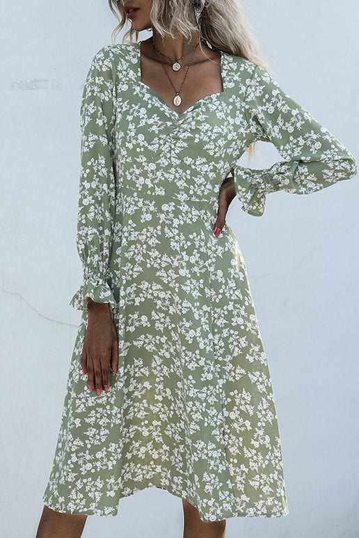 Ditsy Floral Empire Long Sleeve Dress