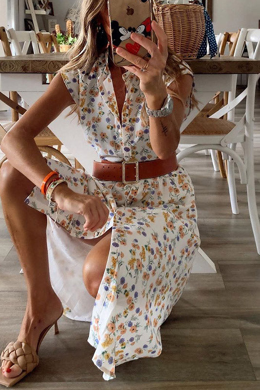 Floral Button Up Shirt Dress