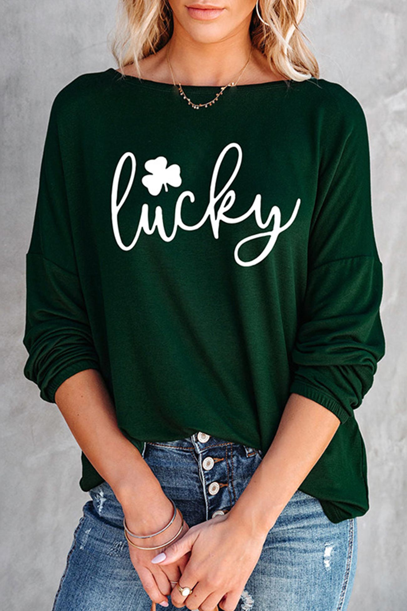 Green Clover Lucky Pullover