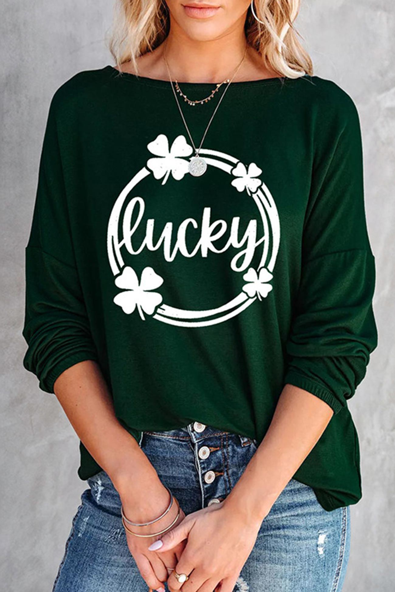 Green Clover Lucky Pullover