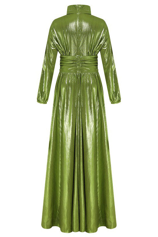 Green Long Sleeve A-Line Prom Gown Evening Dress