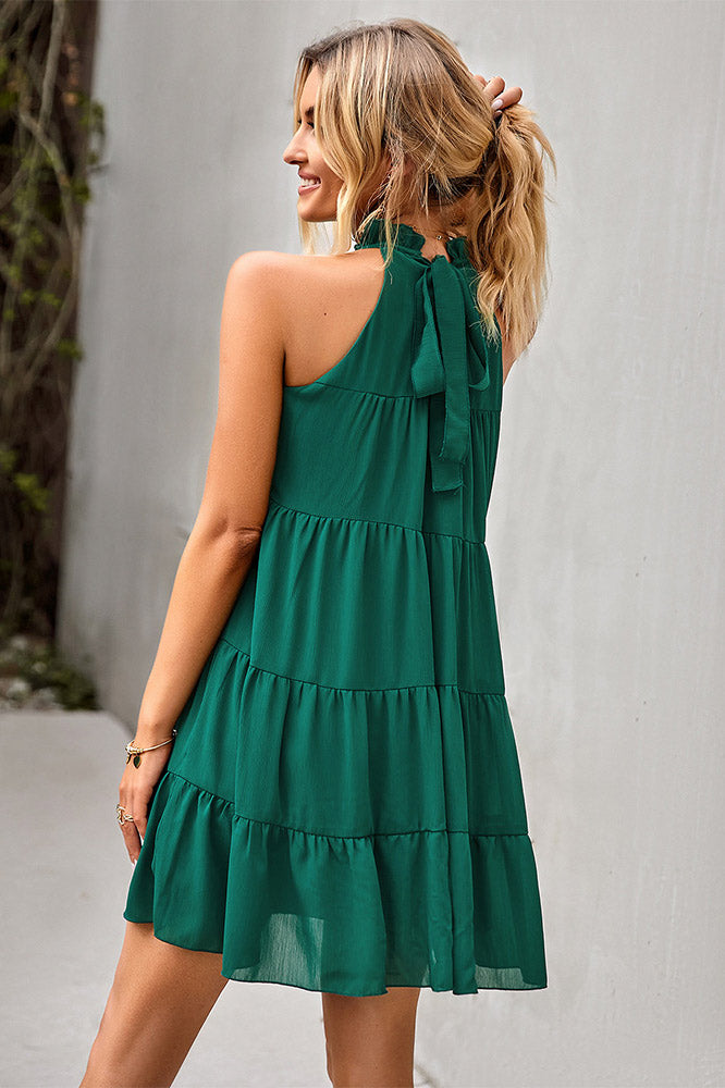 Green Sleeveless Mini A-Line Dress