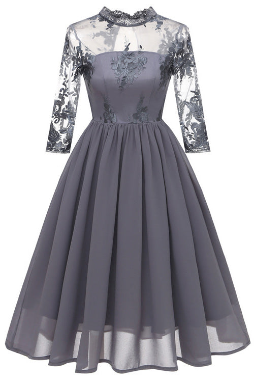 Grey A-Line Cocktail Party Graduation Dress