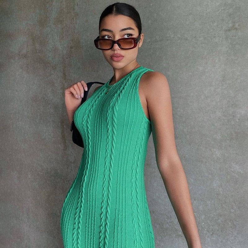 A Wild Mint Knitted Midi Dress