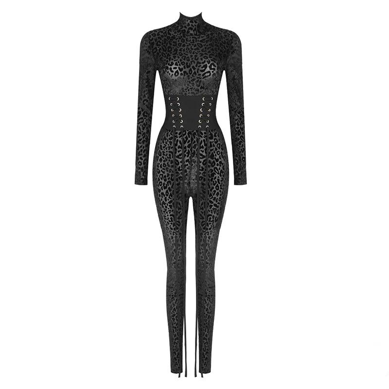 Black Panther Long Sleeve Belted Jumpsuit